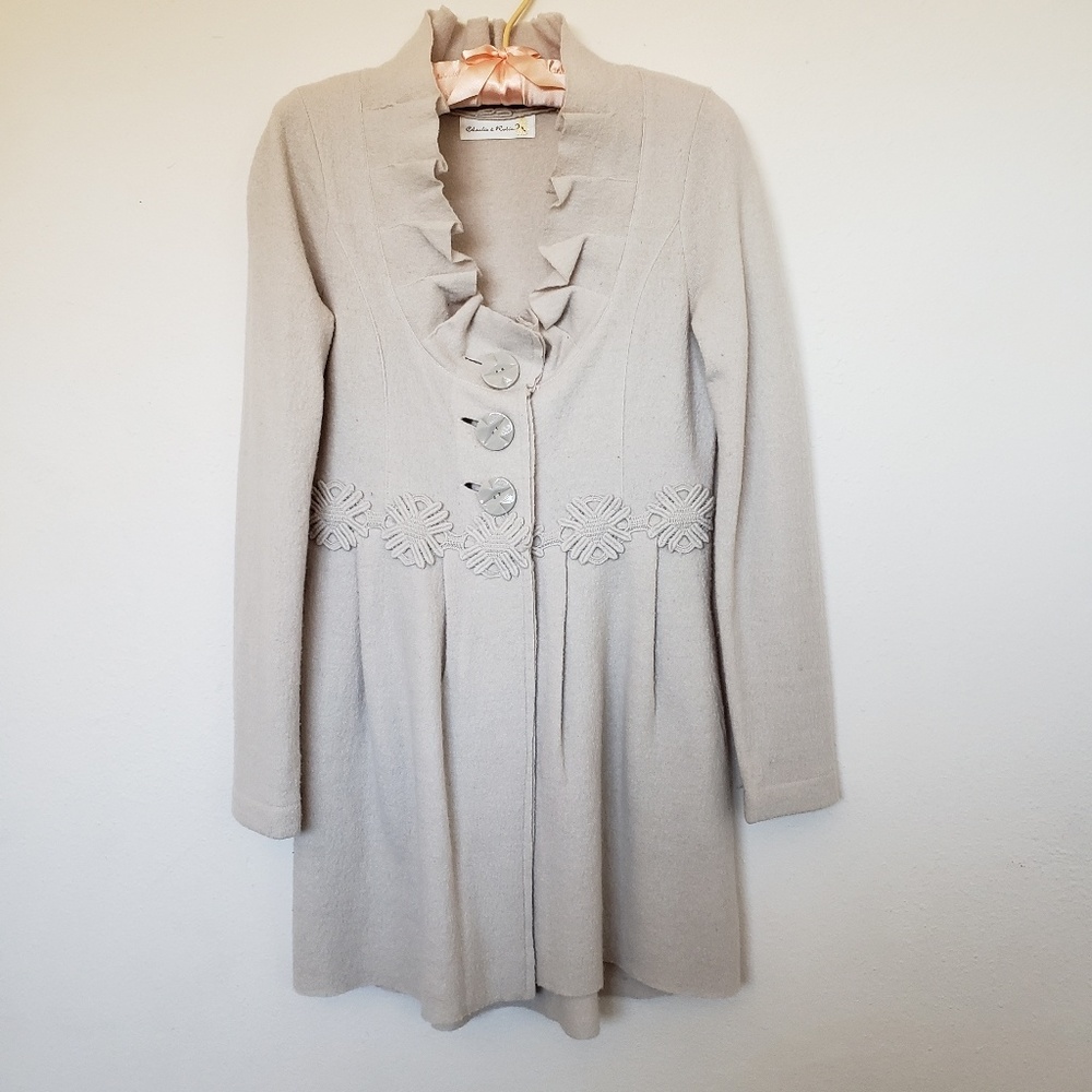 Anthro Charlie & Robin Grey Wool Sweater Jacket S